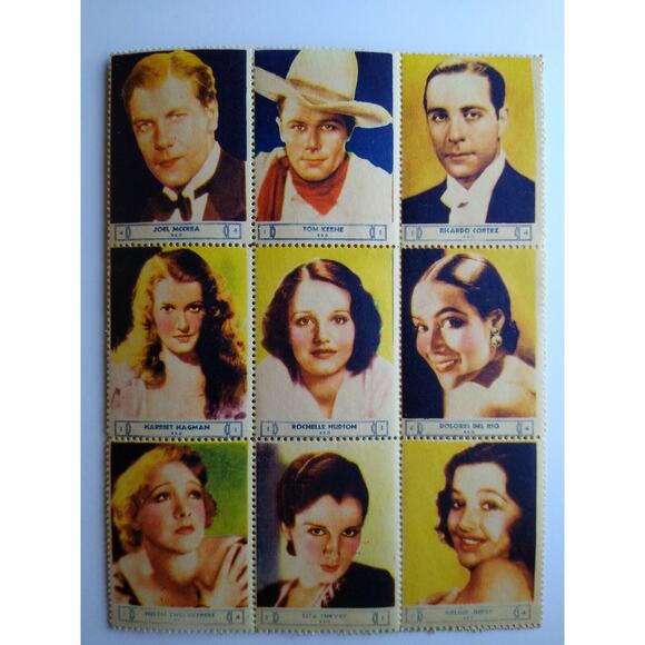 1932 Original National Screen Star Stamps Set 18 + Envelope Tom Keene Irene Dunn - Picture 2 of 6